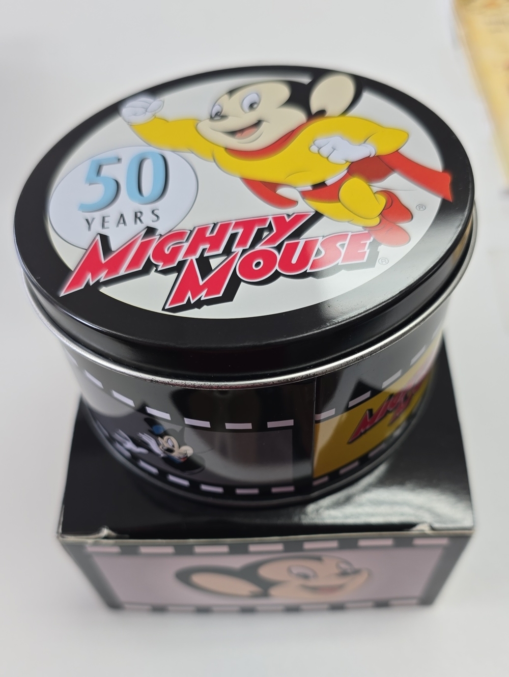 Vintage NIB Mighty Mouse 50 Years Collectible Watch In Tin Never Worn.NEW In Box